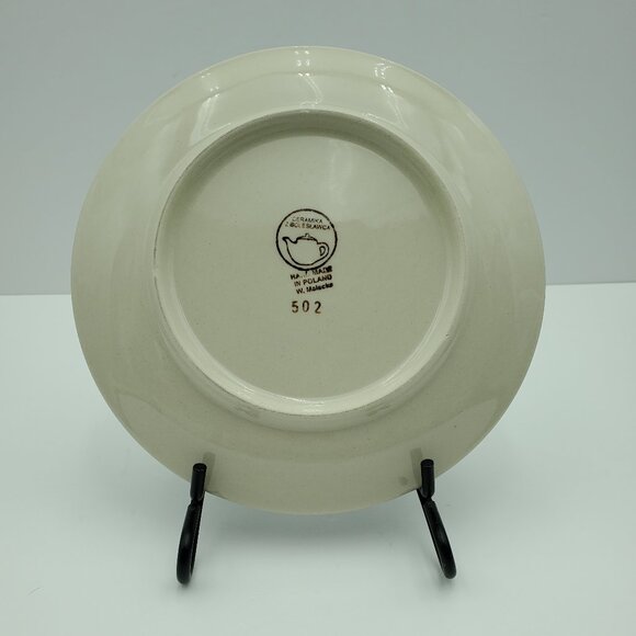 Polish Pottery Peacock Leaves Dessert Plate Peacock Salad Plate - Picture 2 of 5